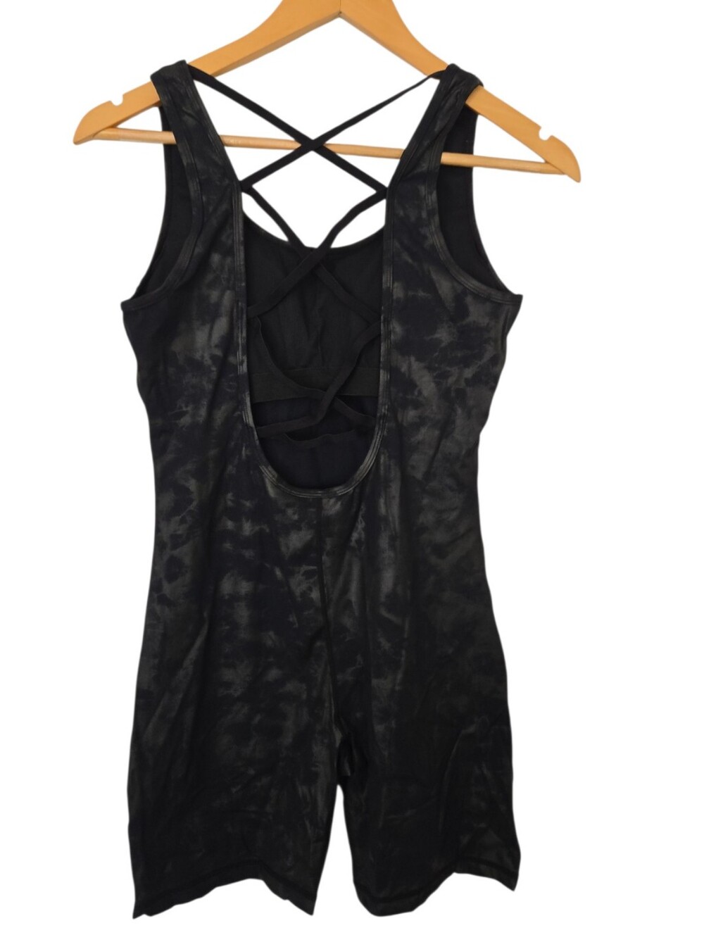 Mono B Black Tie Dye Strappy Back Activewear Romper Medium - Picture 2 of 4